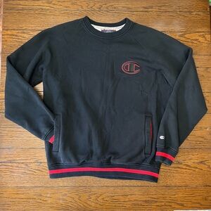 Champion Men's Black Sweater with Red Accents